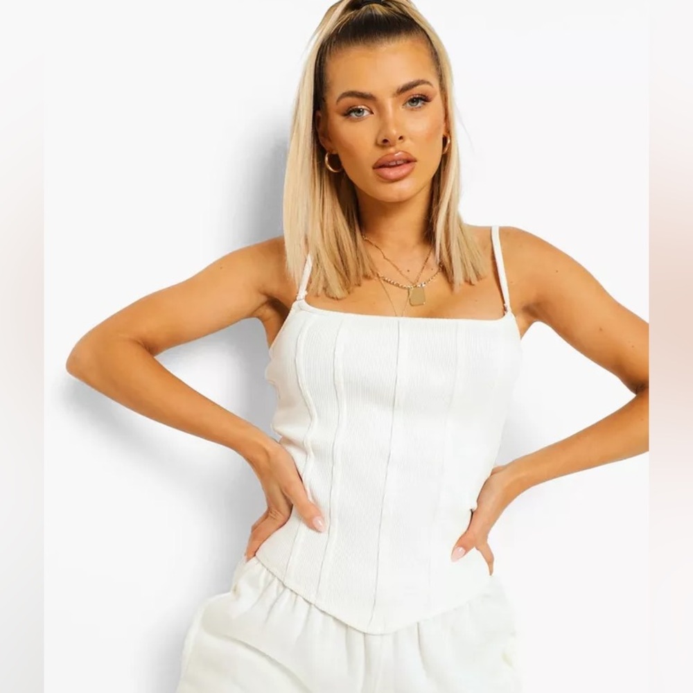 Boohoo white corset top